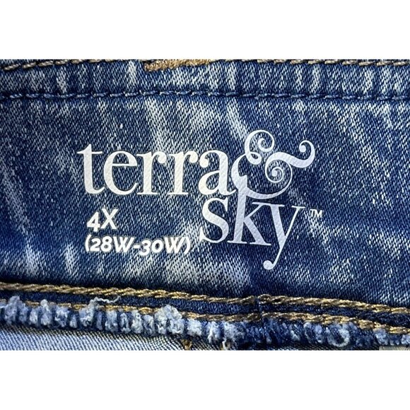 Terra & Sky Plus Size 4X (28W-30W) pull on Straight Leg Jeans High Rise Medium a - Picture 5 of 5
